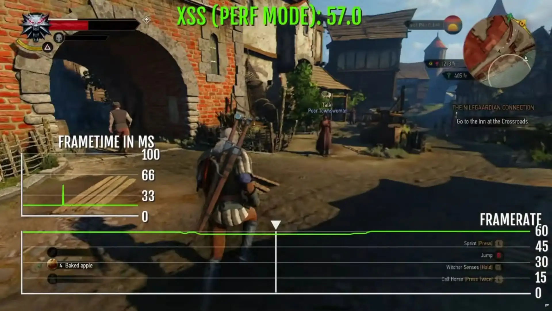 The Witcher 3 Remastered на Xbox Series S держит около 60 FPS в режиме производительности