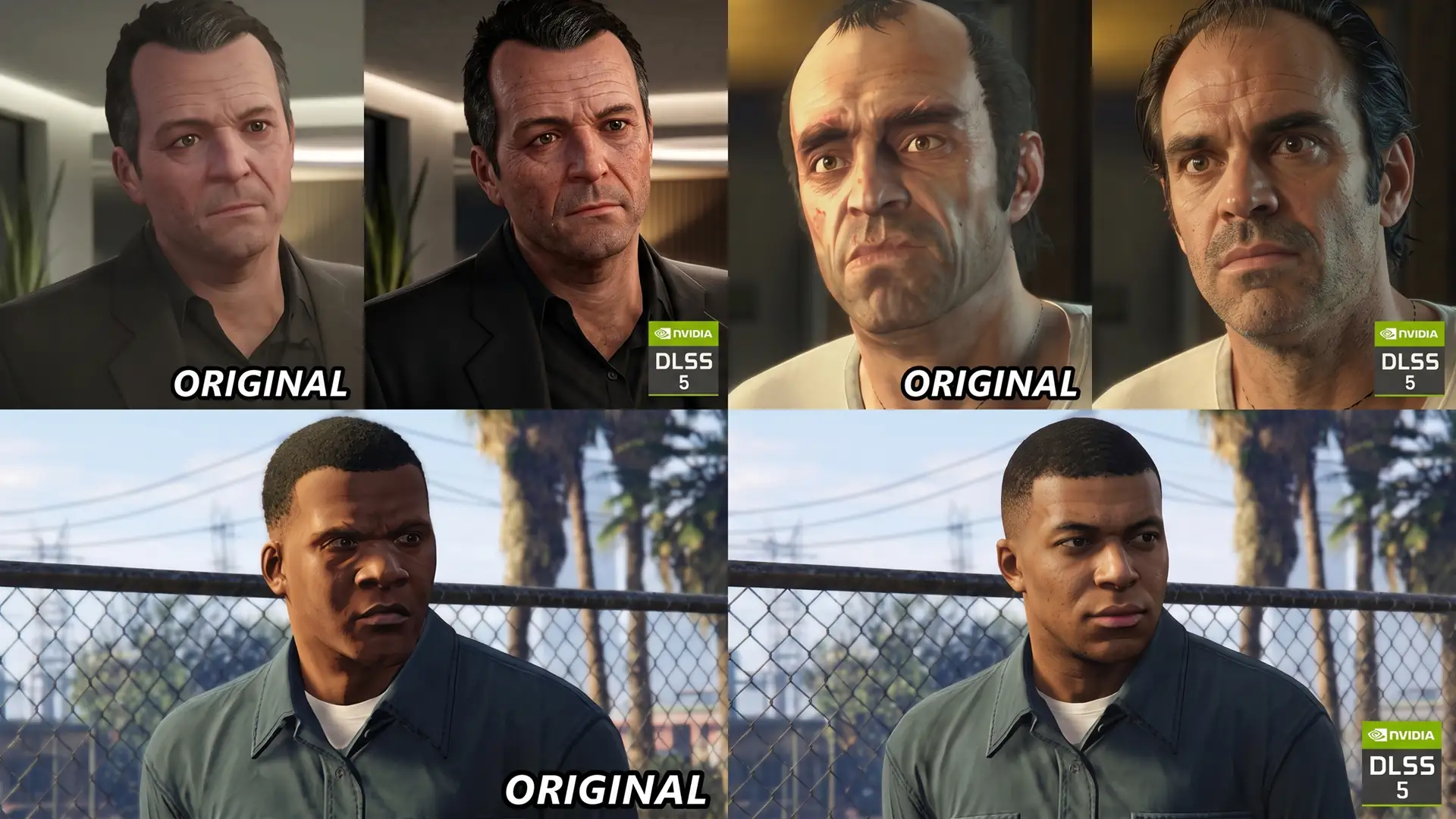 DLSS 5 изменил лица Майкла, Тревора и Франклина до неузнаваемости в GTA V