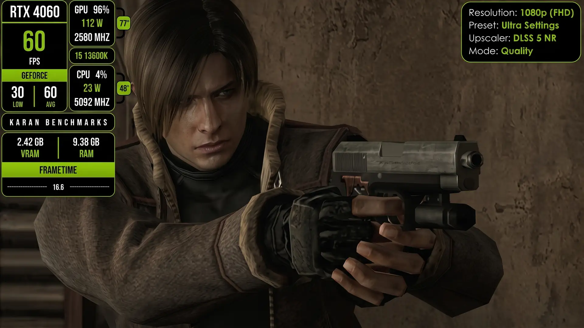 Видеокарта GeForce RTX 4060 показала стабильные 60 FPS в Resident Evil 4 2005 года с DLSS 5 в 1080p