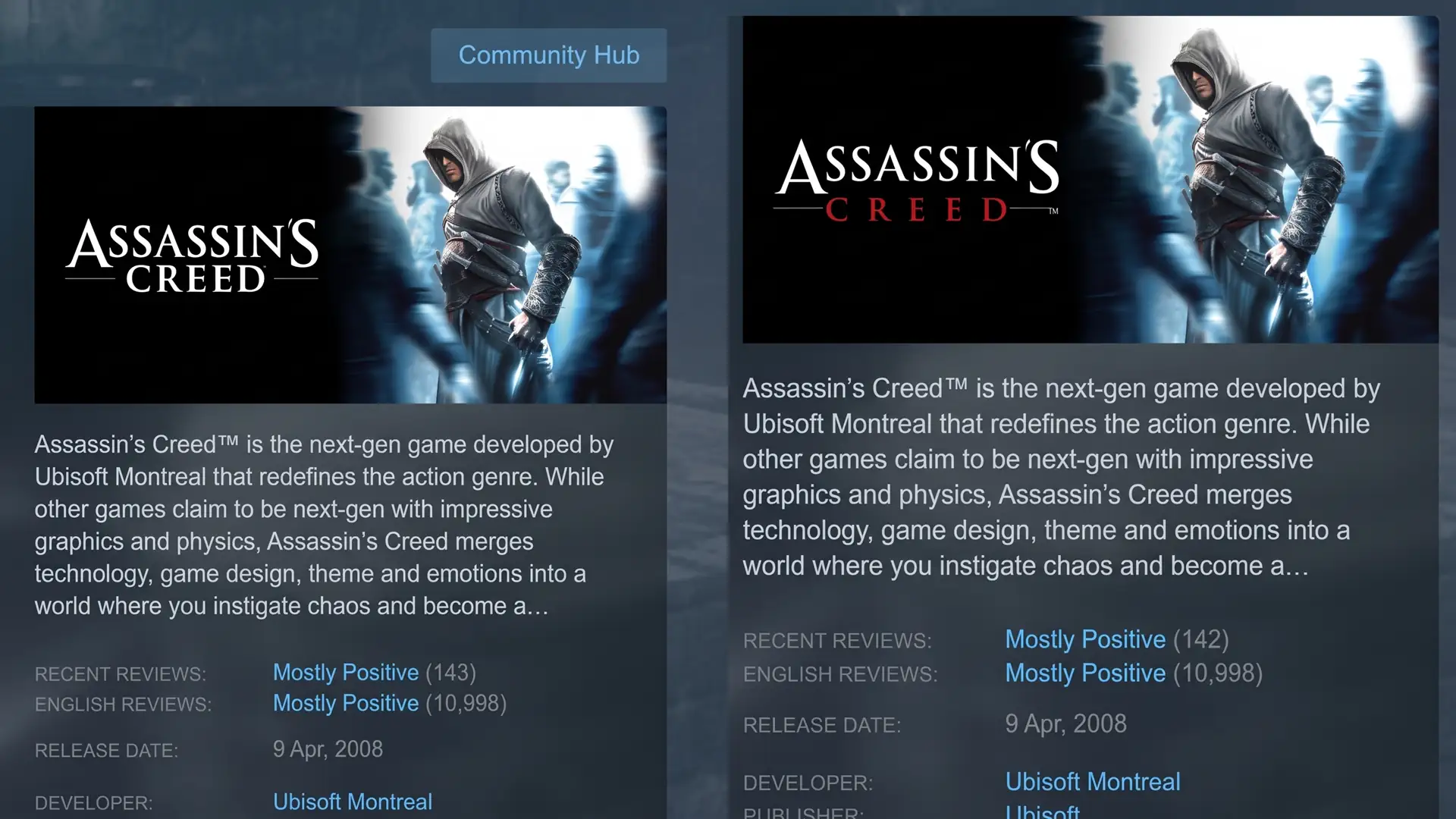 Ubisoft обновила баннер и логотип первой части Assassins Creed в Steam