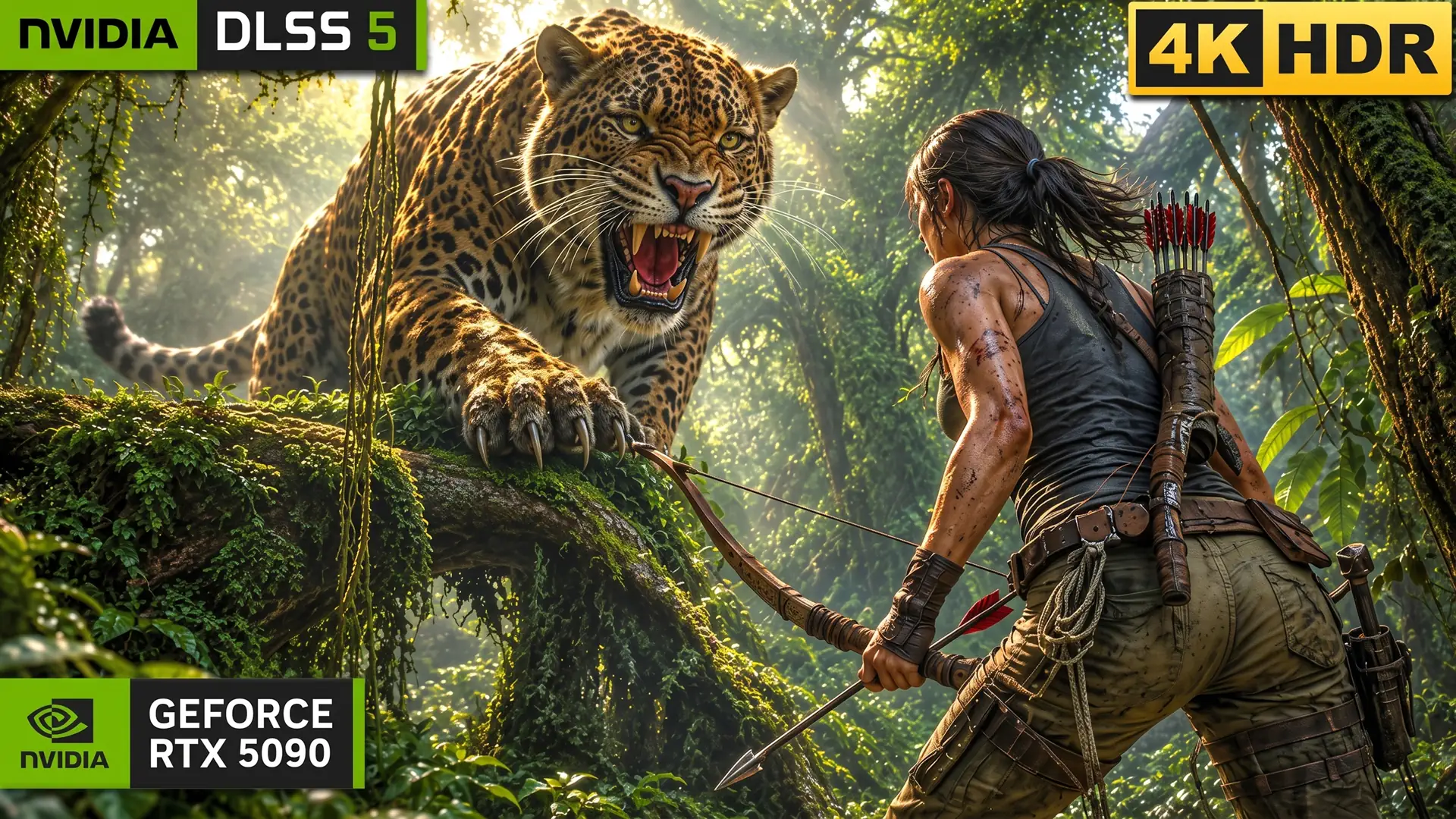 RTX 5090 удерживает 60 FPS в Shadow of the Tomb Raider с Path Tracing и DLSS 5 в 4K