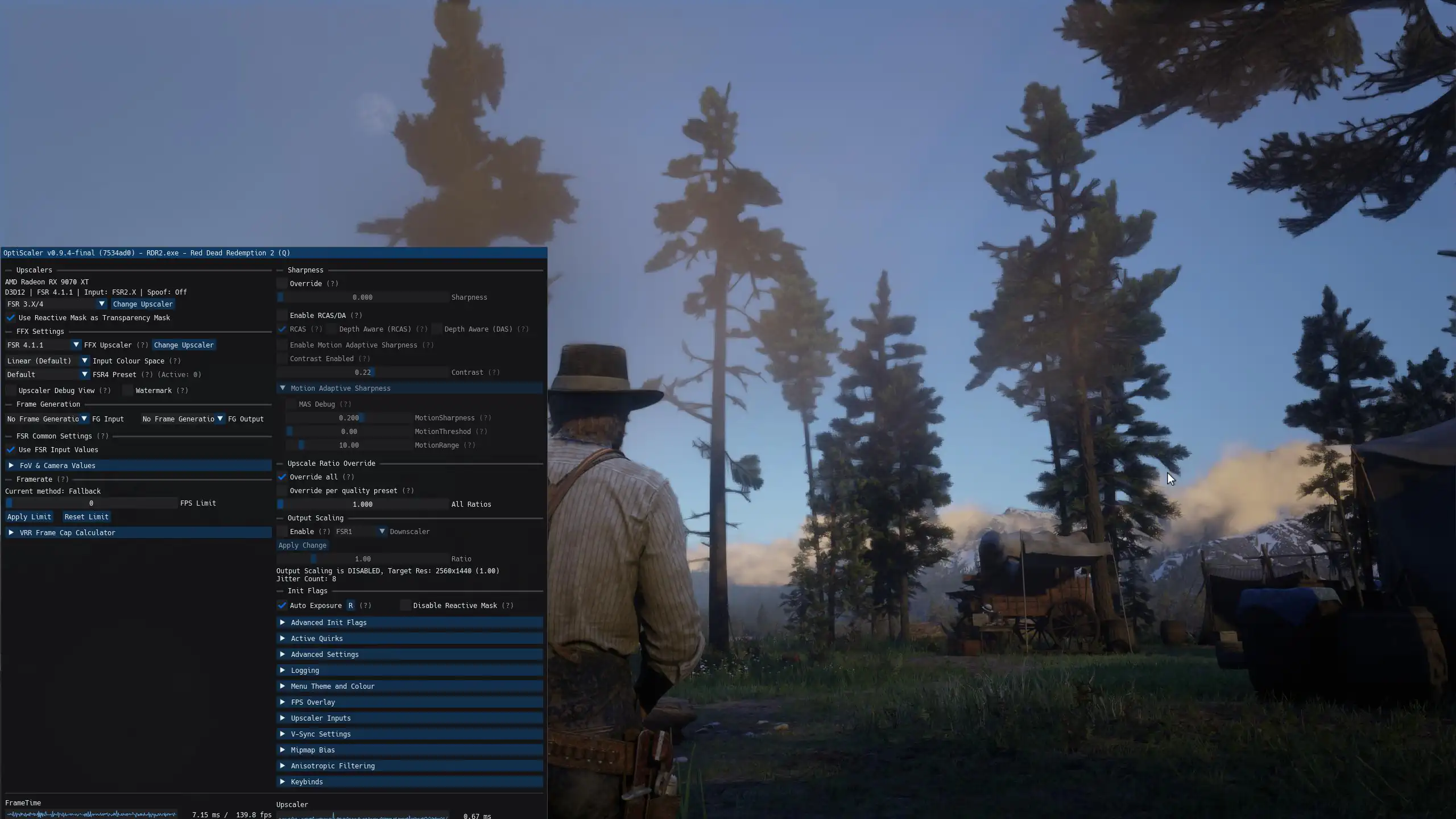 FSR 4.1.1 выдал 140 FPS в Red Dead Redemption 2 на видеокарте Radeon RX 9070 XT