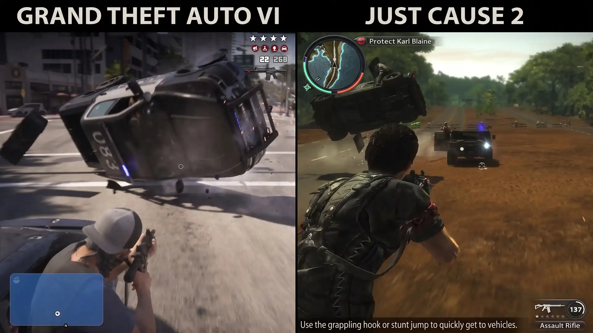 Grand Theft Auto VI получила физику аварий машин в стиле Just Cause 2