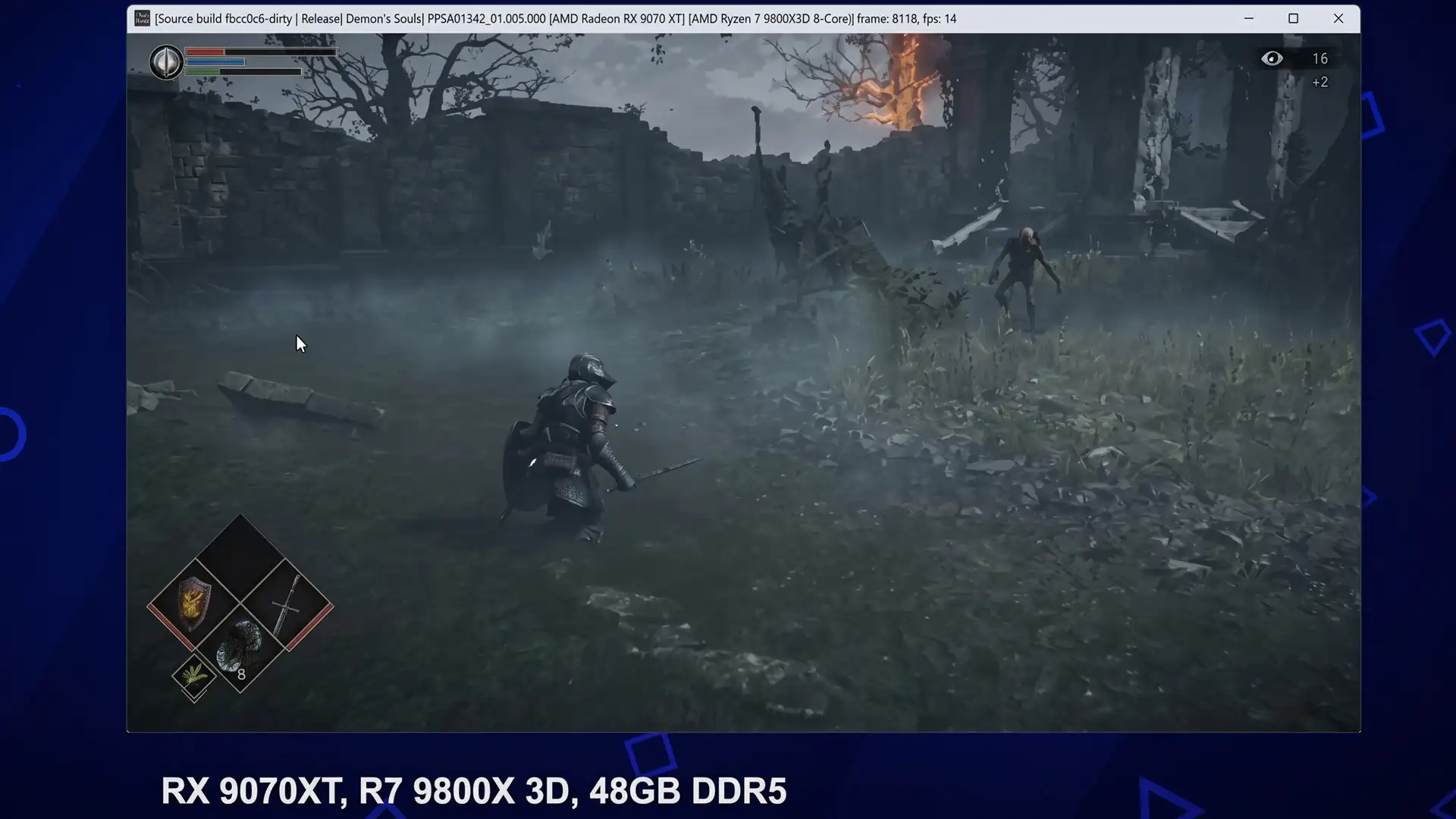 Эмулятор PS5 KyTyPS5 показал 14 FPS в Demon's Souls Remake на RX 9070 XT