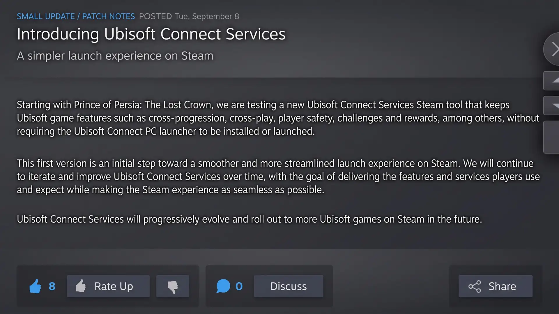 Ubisoft начала убирать отдельный лаунчер Ubisoft Connect из своих игр в Steam