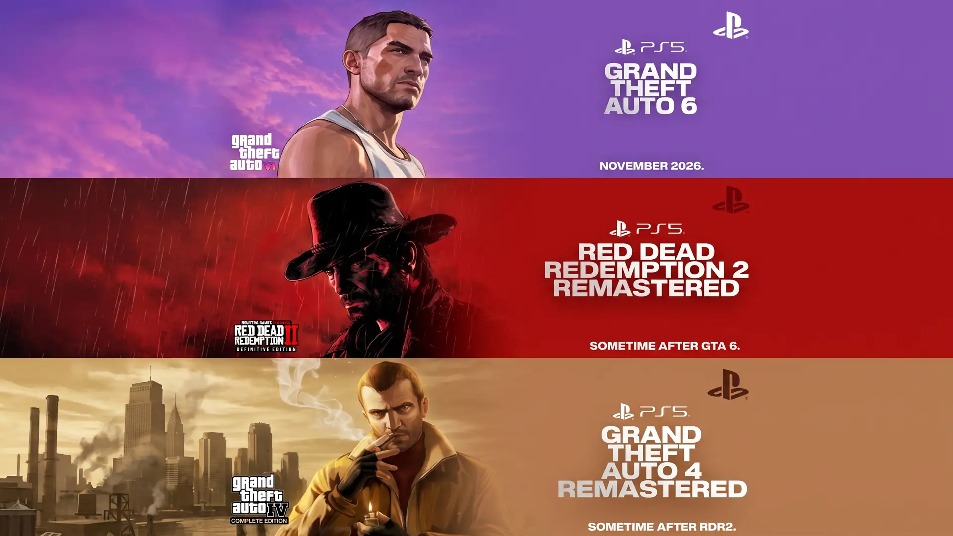 Студия Rockstar готовит ремастеры Red Dead Redemption 2 и Grand Theft Auto 4 для PlayStation 5