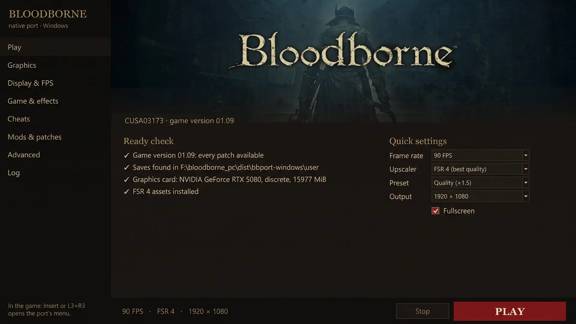 Новая версия нативного порта Bloodborne v1.09 для Windows получила DLSS 4.5 и FSR 4