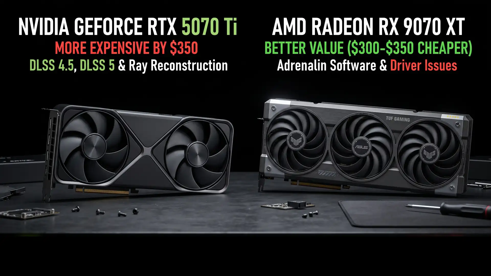 RTX 5070 Ti дороже RX 9070 XT на $350 но пользователи AMD считают софт NVIDIA лучше