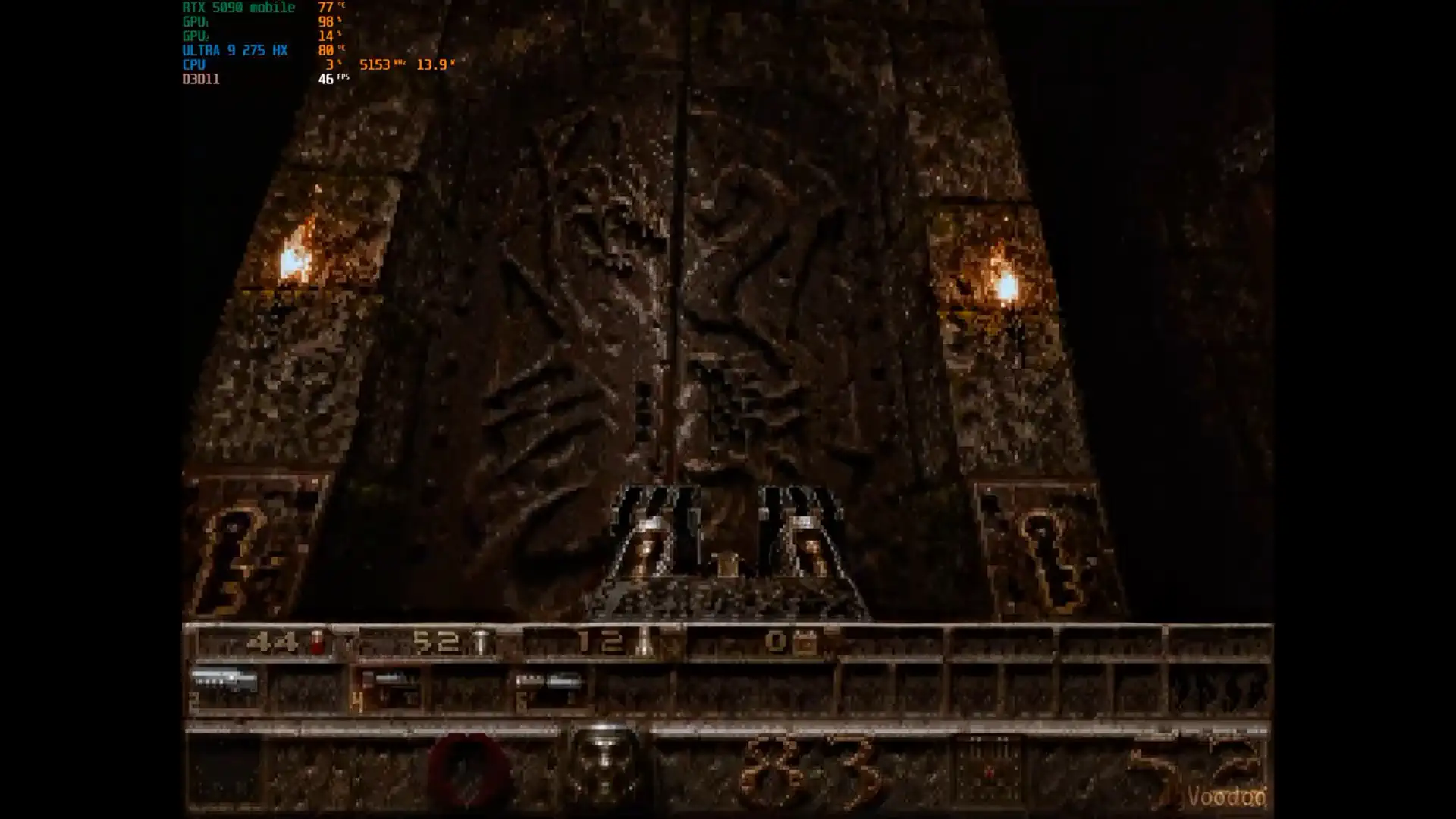Quake 1996 года для MS-DOS с DLSS 5 Multipass x4 выдал от 23 до 46 FPS на GeForce RTX 5090 Laptop