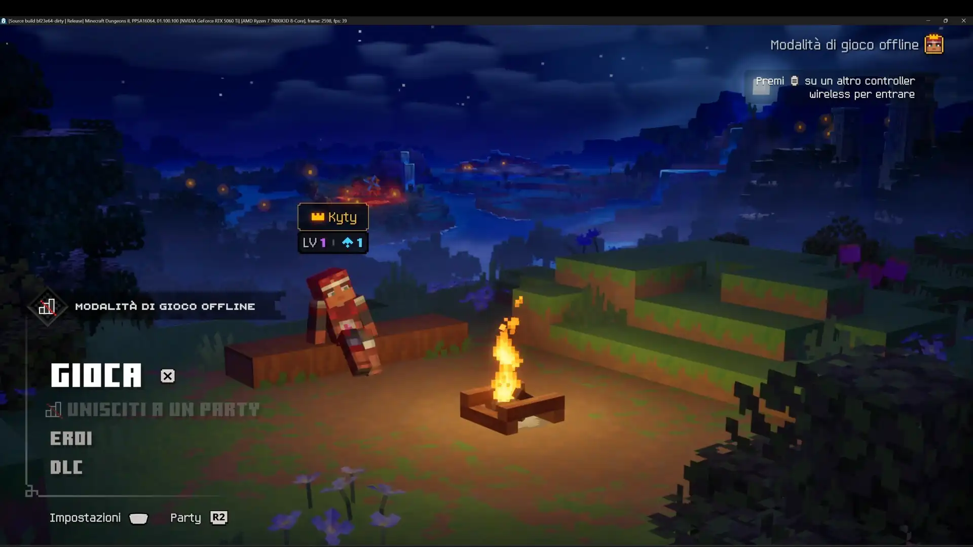 KytyPS5 смог запустить Minecraft Dungeons II на Ryzen 7 7800X3D и RTX 5060 Ti с 35–39 FPS