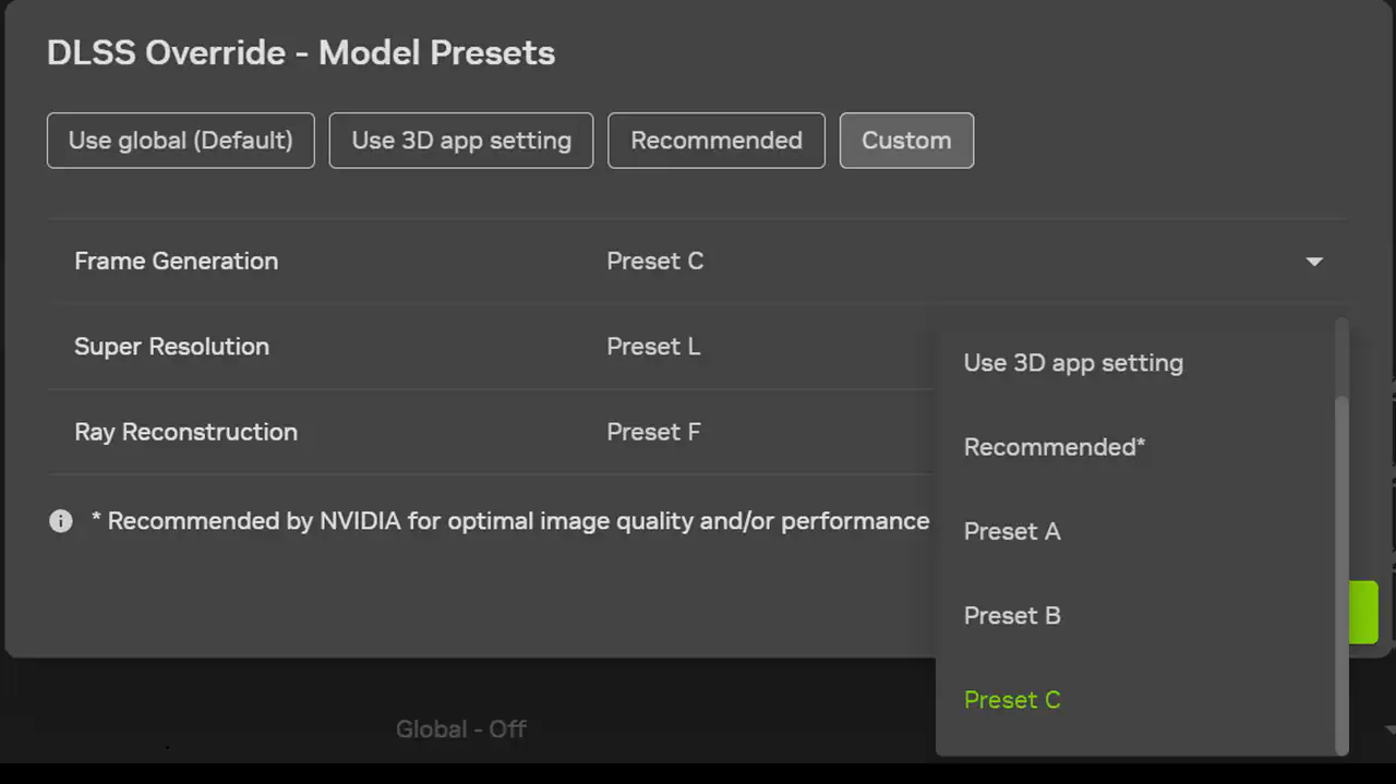 В бета версии NVIDIA App появился быстрый режим генерации кадров Preset C