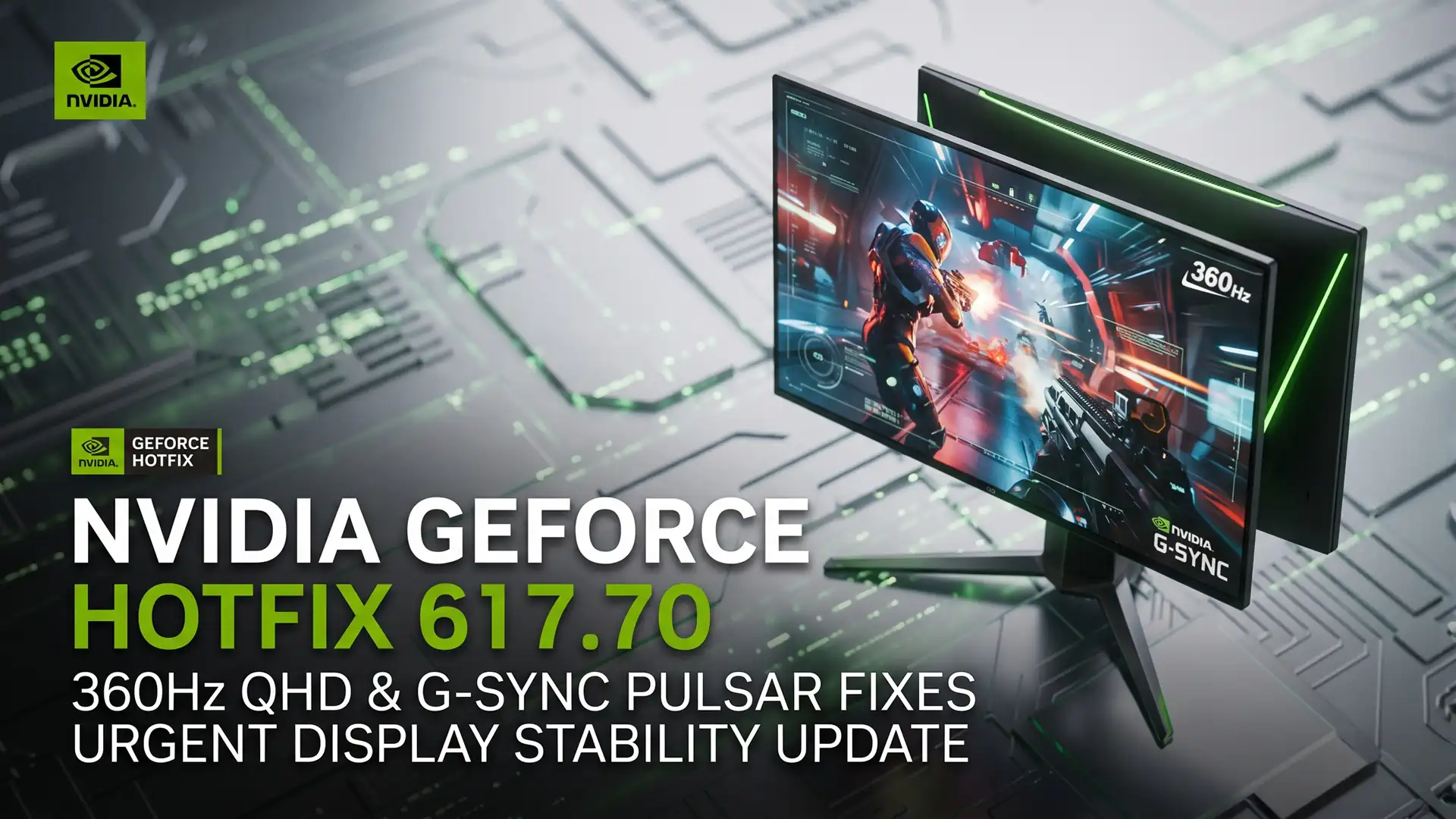 NVIDIA выпустила хотфикс драйвер GeForce 617.70 для устранения сбоев мониторов с G SYNC Pulsar