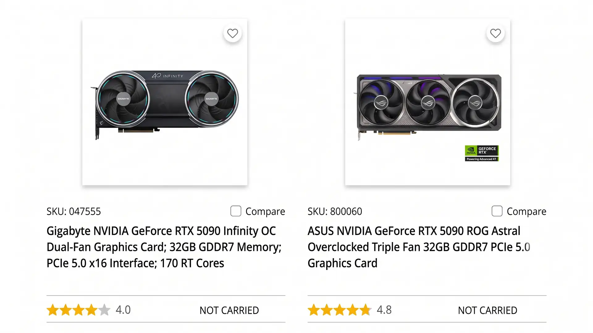 Розничные сети меняют статус наличия GeForce RTX 5090 на снято с поставок