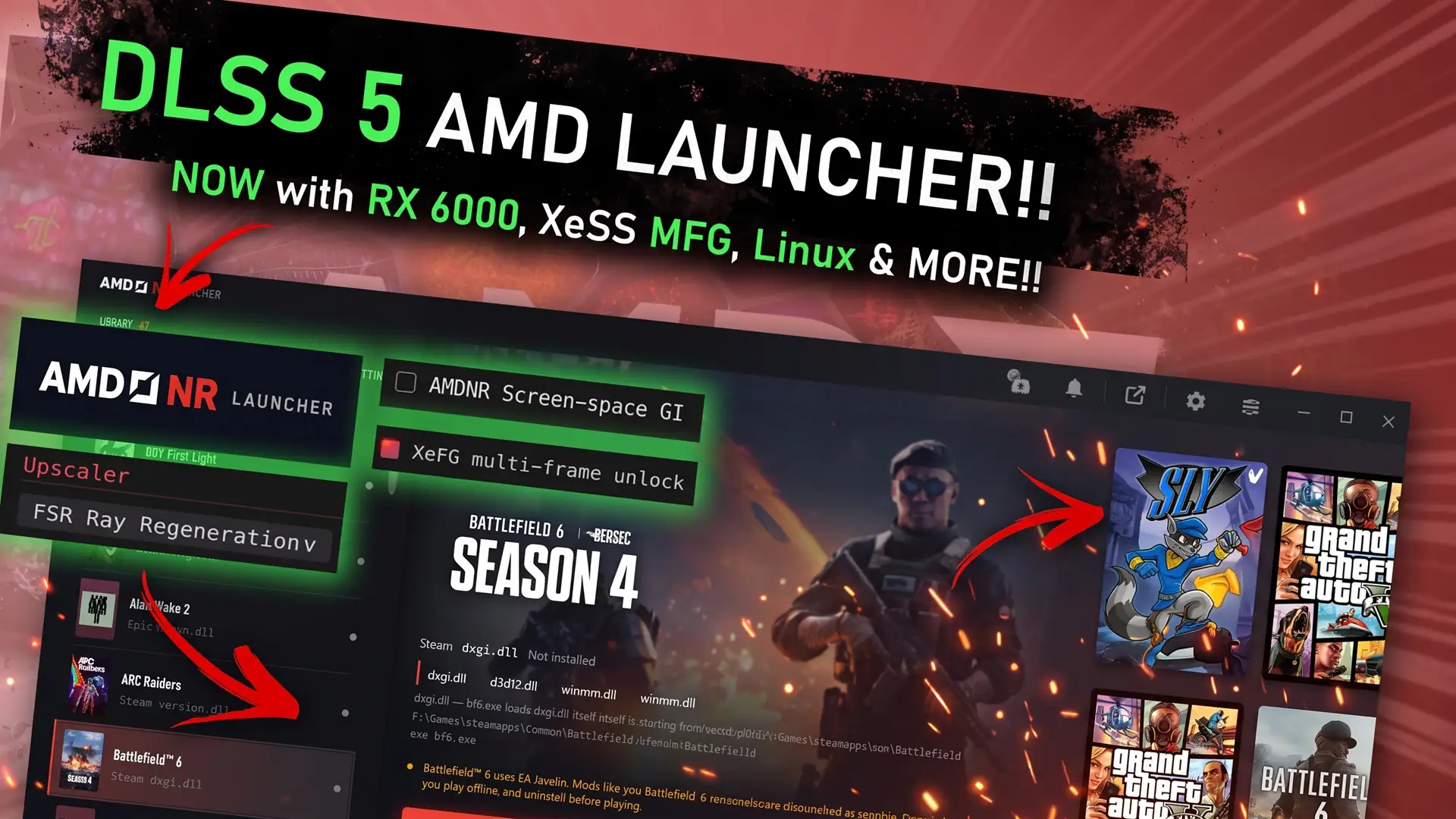AMD NR Launcher теперь работает на Radeon RX 6000 с поддержкой DLSS 5 и XeSS MFG
