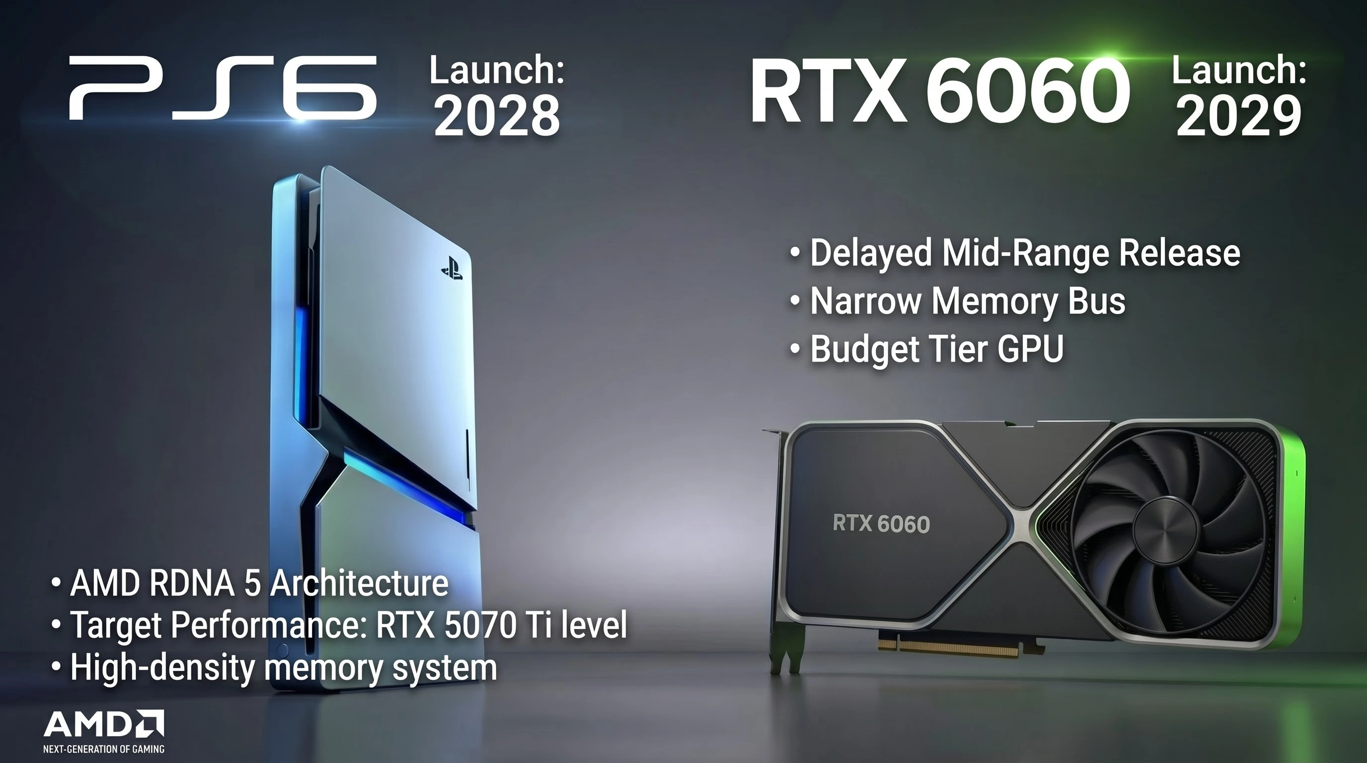 GeForce RTX 6060 выйдет только в 2029 году и уступит по мощности PlayStation 6