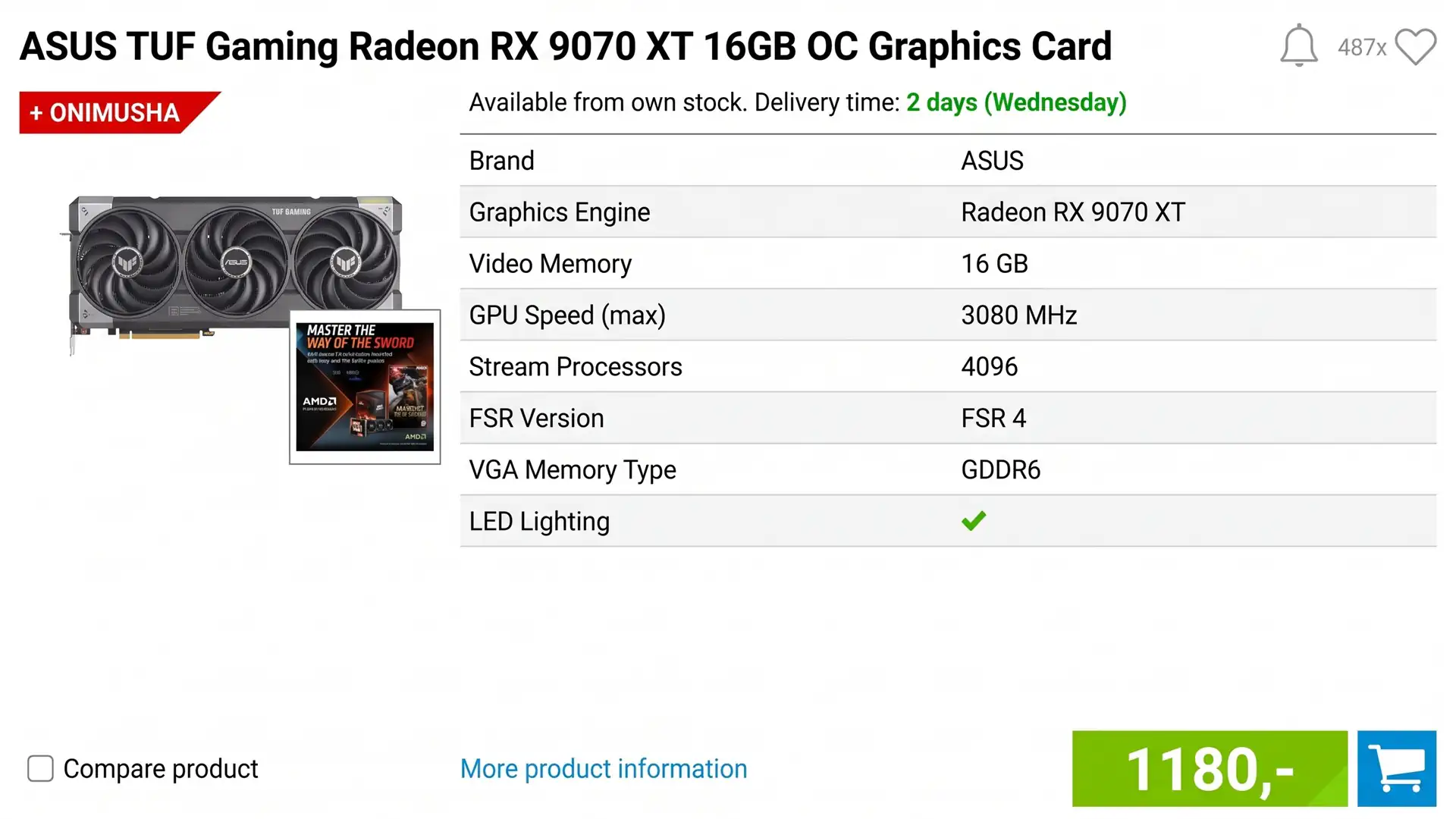 Цены на Radeon RX 9070 XT в европейских магазинах достигли отметки 1180 €