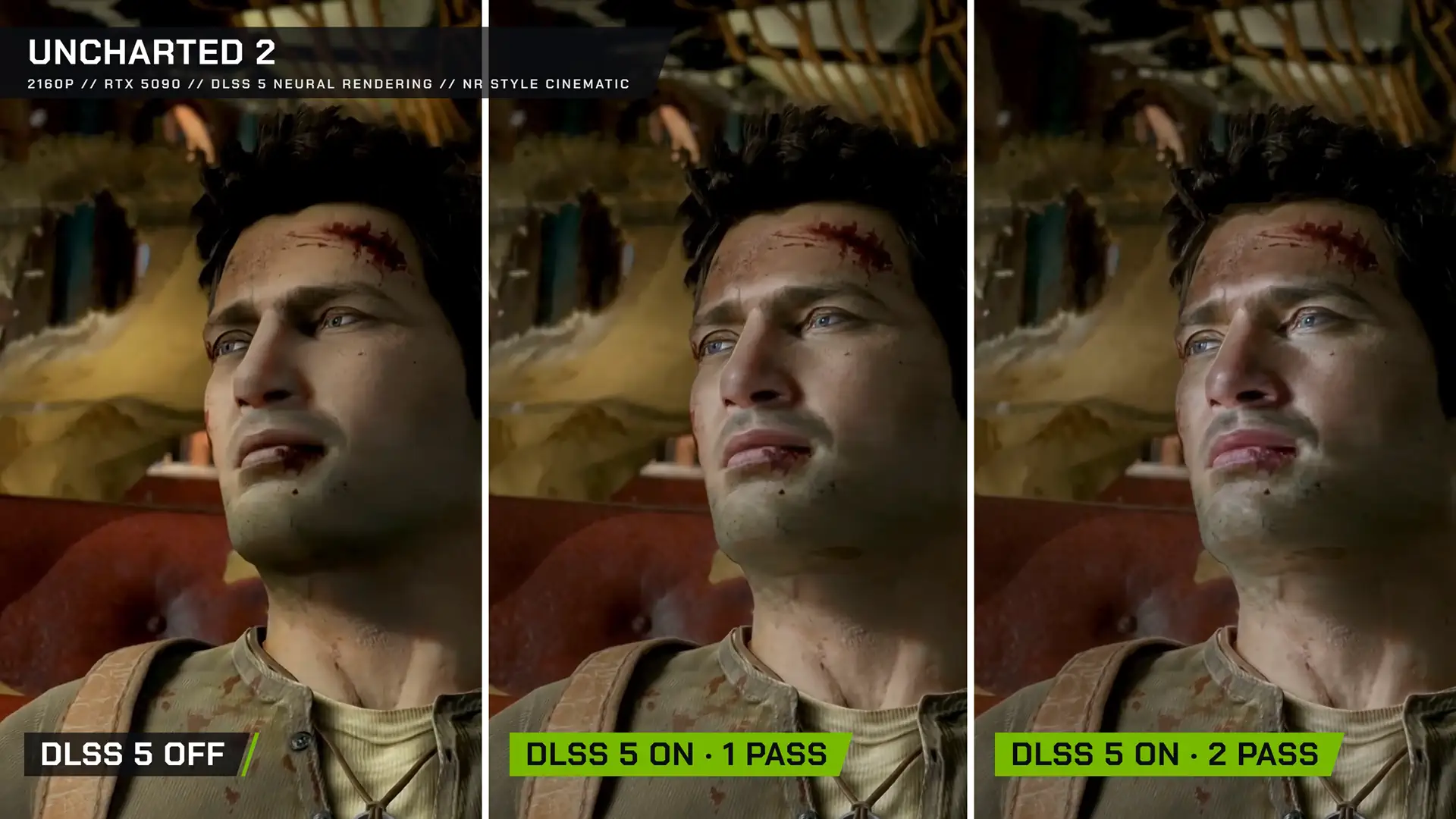 Сравнение режимов работы DLSS 5 Neural Rendering в Uncharted 2 с PS 3 2009 года в 4K