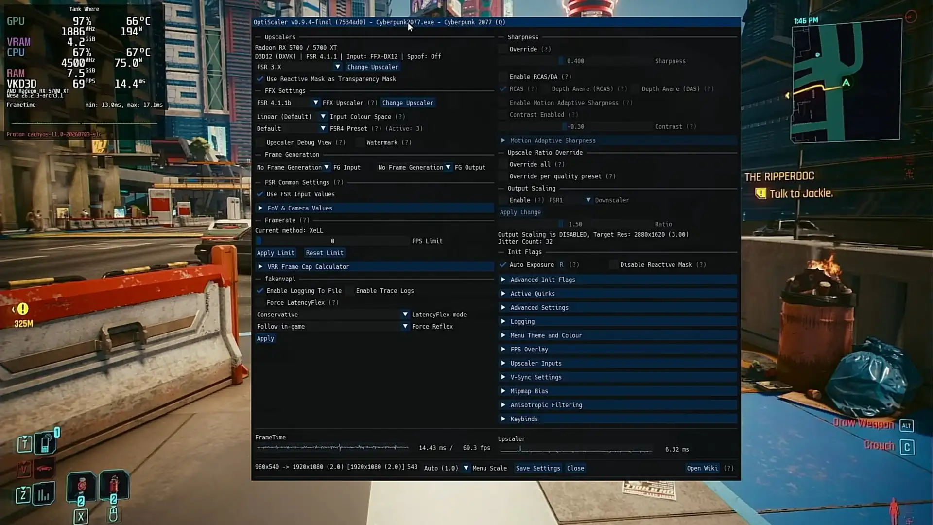 FSR 4.1.1 заработал на Radeon RX 5700 XT в Cyberpunk 2077 и других играх