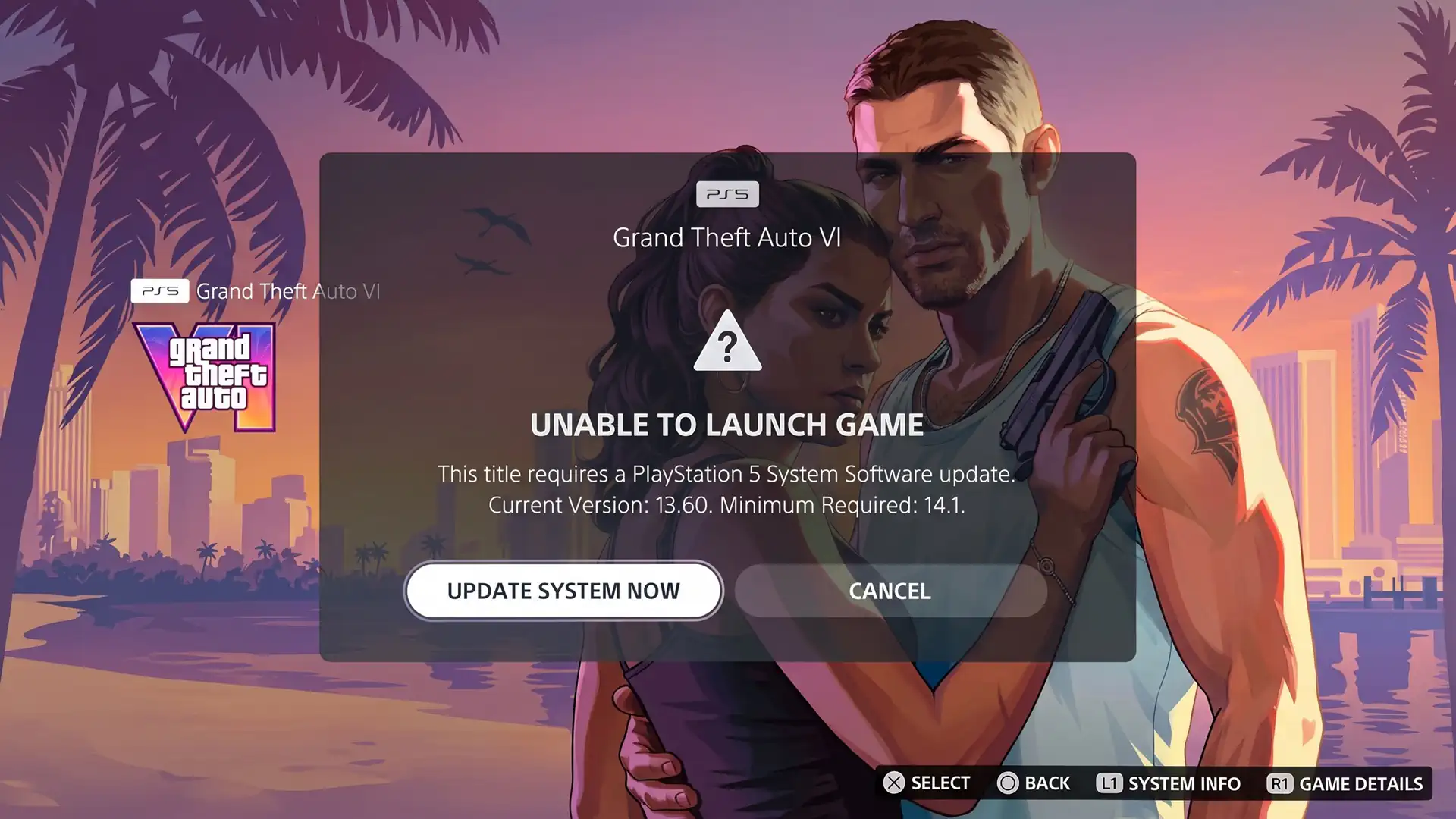 Grand Theft Auto VI потребует обязательное обновление прошивки PlayStation 5 версии 14.1