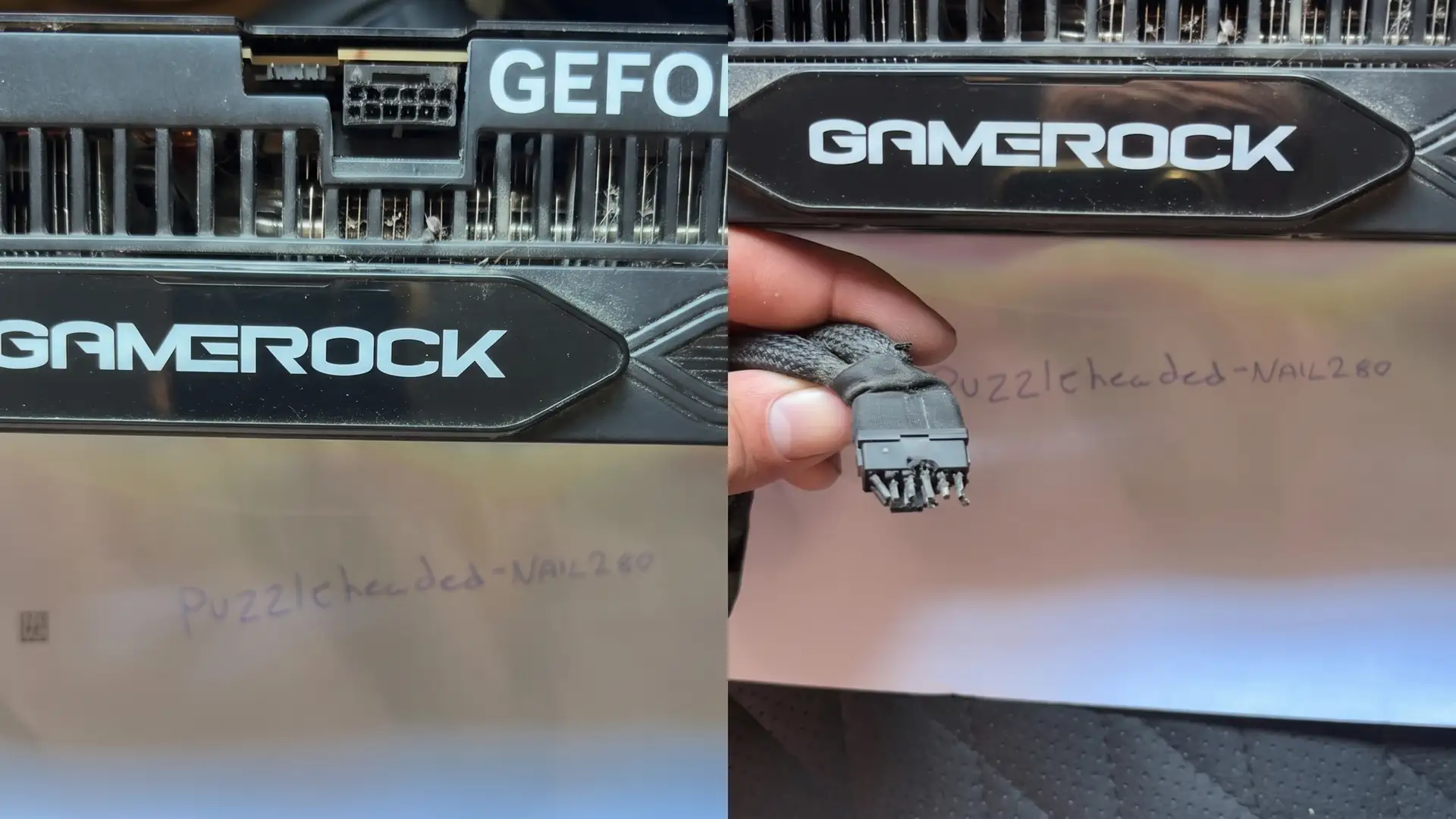 Разъем питания RTX 5090 GameRock выгорел вместе с комплектным переходником