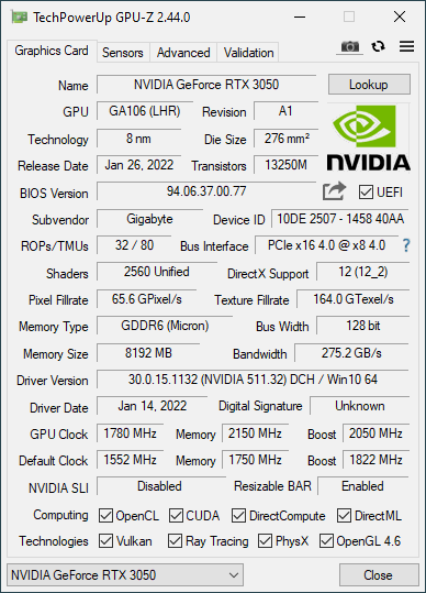 GPU 3050