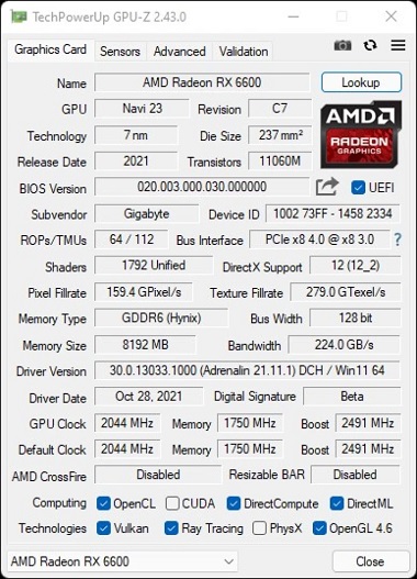 rx6600 GPU