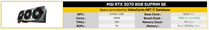 MSI GeForce RTX 3070 8GB SUPRIM123 SE2