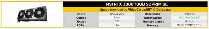 MSI GeForce RTX 3080 10 Go SUPRIM123 SE3