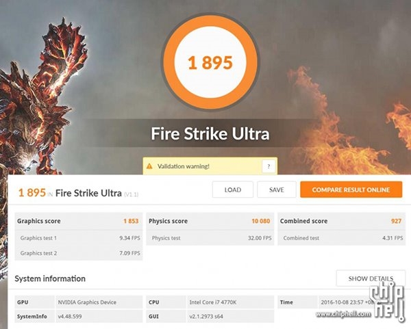 NVIDIA GeForce GTX 1050 Ti 3DMark Firestrike Ultra