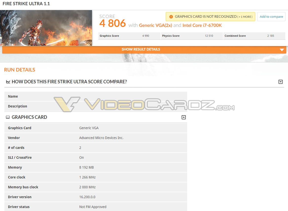 AMD Radeon RX 480 CF 3DMark FS Ultra