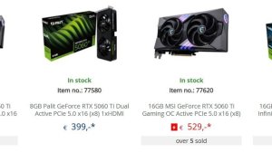 RTX 5060 Ti 8 GB langsamer als die 16 GB-Version – weiterhin zum UVP erhältlich