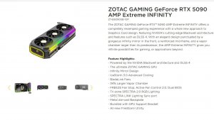 ZOTAC GeForce RTX 5090 AMP Extreme Infinity имеет TDP 600 Вт