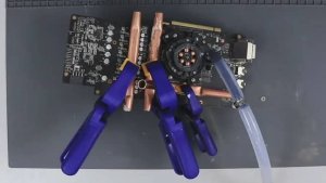 GTX 1060 разогнали до 2202 МГц с помощью самодельного водоблока на медных трубках