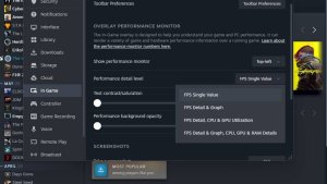 Steam получает собственный оверлей с показателями FPS, загрузки GPU и температур