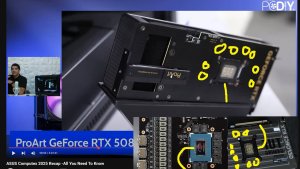 ASUS ProArt RTX 5080: видеокарта с повёрнутым GPU и встроенным SSD-слотом замечена на Computex 2025