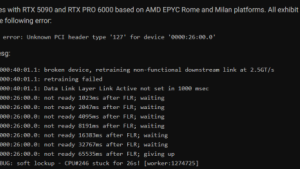 NVIDIA GeForce RTX 5090 и RTX PRO 6000 сталкиваются с критическим багом при виртуализации