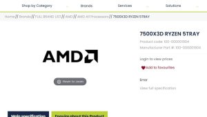 AMD Ryzen 5 7500X3D впервые засветился в базе дистрибьютора Westcoast