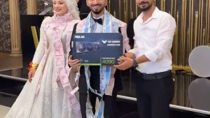 Друг подарил жениху GeForce RTX 4090 на свадьбе