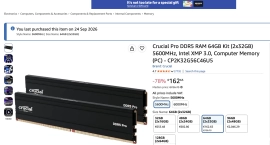 64 ГБ Crucial Pro DDR5 за €162,65 оказались ошибочным предложением Amazon