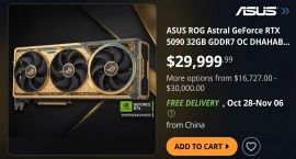 ASUS ROG Astral RTX 5090 Dhahab продают за $30 000 с бесплатной доставкой