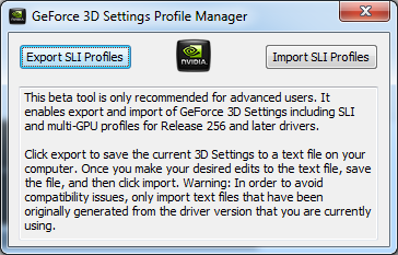 Nvidia 3D Settings Profile Manager