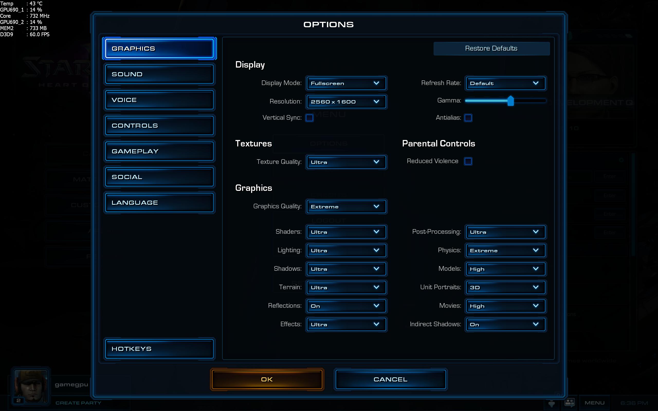 Как поменять разрешение экрана старкрафт StarCraft II: Heart of the Swarm BETA тест GPU GameGPU