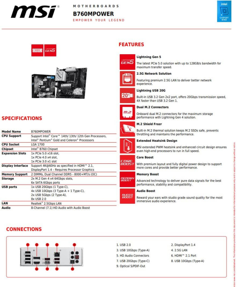 MSI B760MPOWER Motherboard