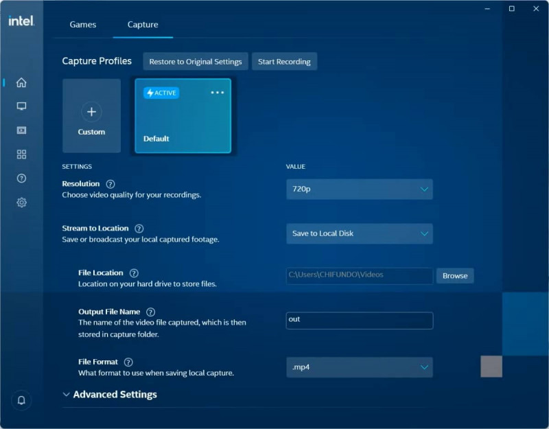 intel graphics command center capture screen