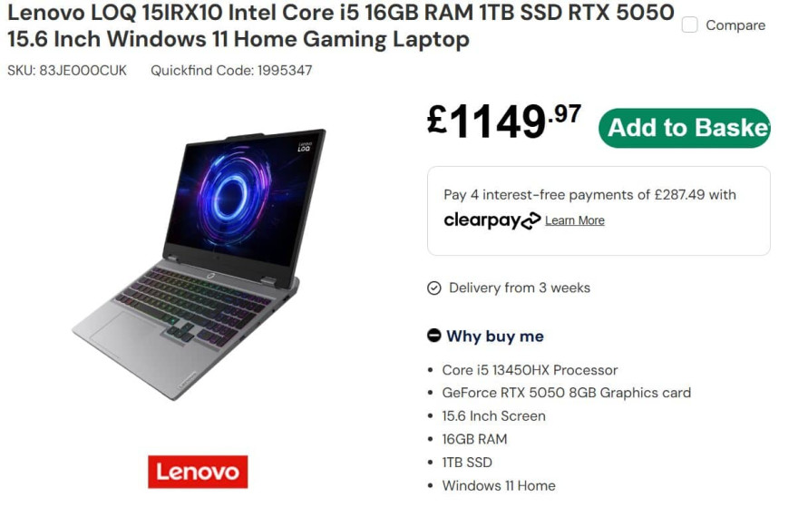 LENOVO RTX 5050