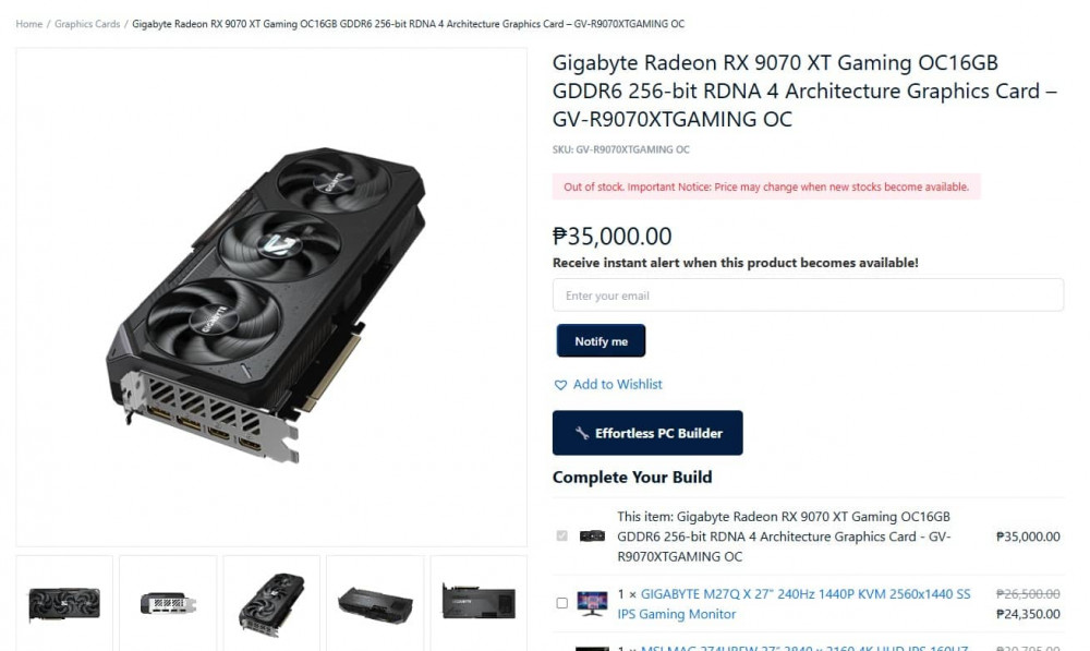 Gigabyte Radeon RX 9070 XT Gaming OC16GB