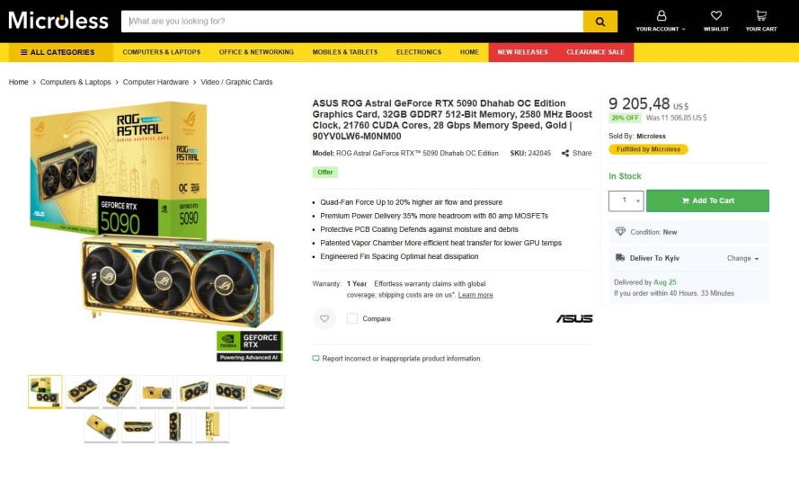 ASUS ROG Astral GeForce RTX 5090 Dhahab