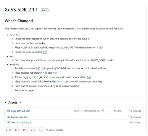 XeSS SDK 2.1.1