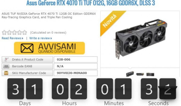 2022 12 05 12 58 28 Asus GeForce RTX 4070 Ti TUF O12G 16GB GDDR6X DLSS 3 Asus 90YV0IJ0 M0NA00 1 768x451