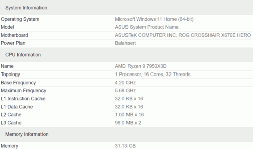 7950x3D GEEKBENCH SPECS 768x455